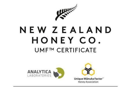 UMF certification test result image for batch 20201 — New Zealand Honey Co. Manuka honey traceability