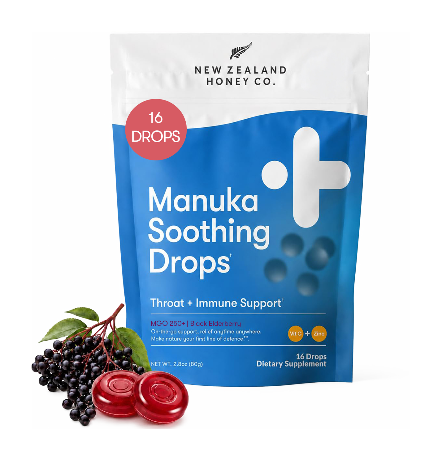 Manuka Soothing Drops with Elderberry, Vitamin C & Zinc | MGO 250+