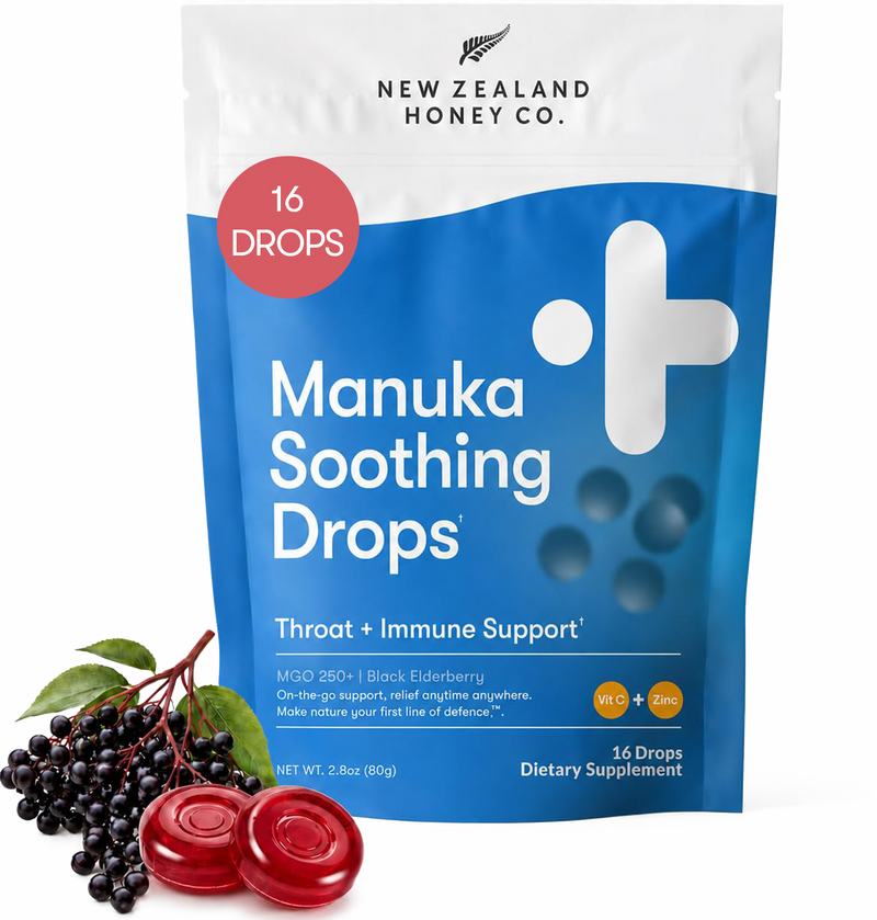 Manuka Soothing Drops with Elderberry, Vitamin C & Zinc | MGO 250+