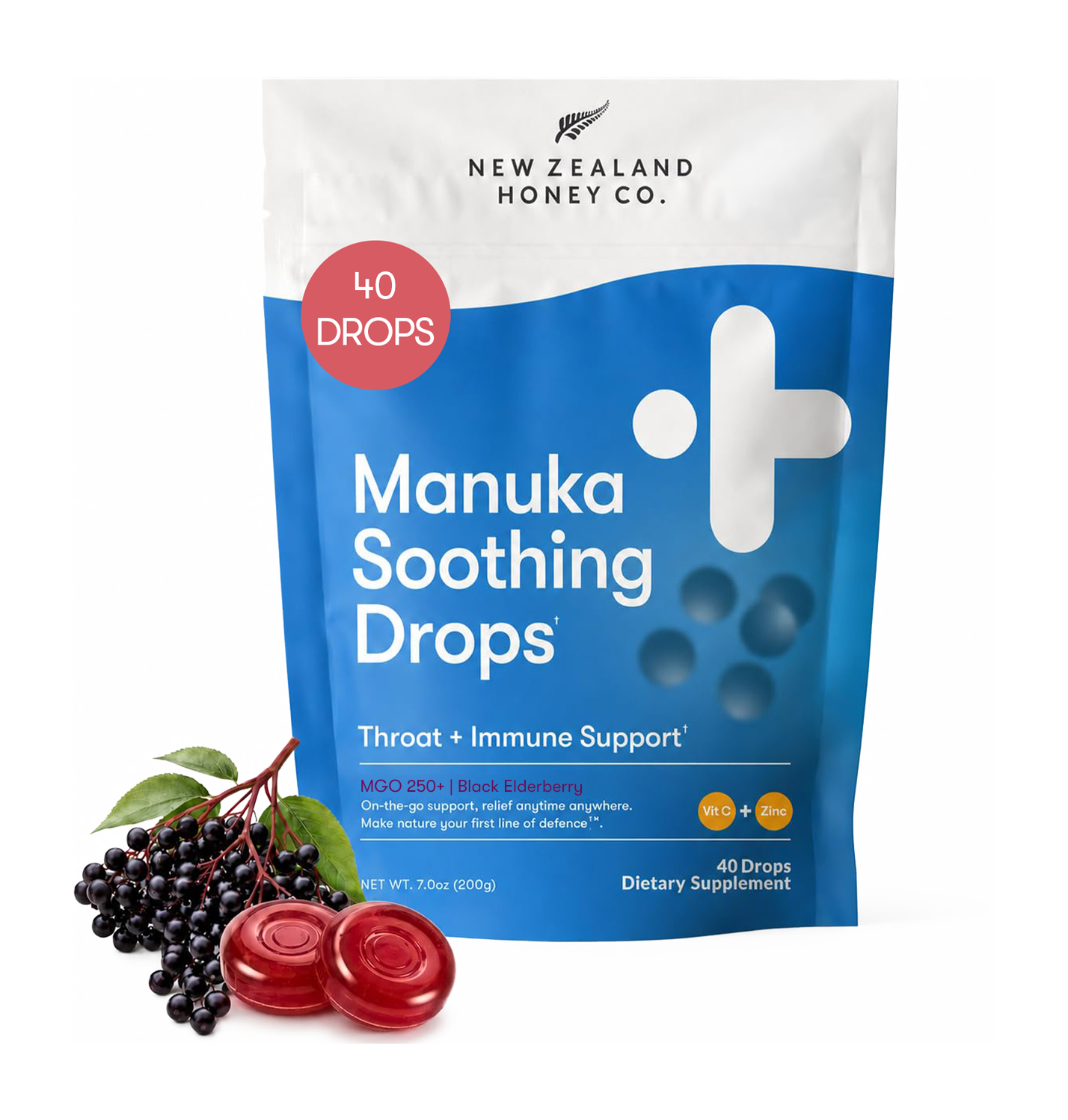 Manuka Soothing Drops with Elderberry, Vitamin C & Zinc | MGO 250+
