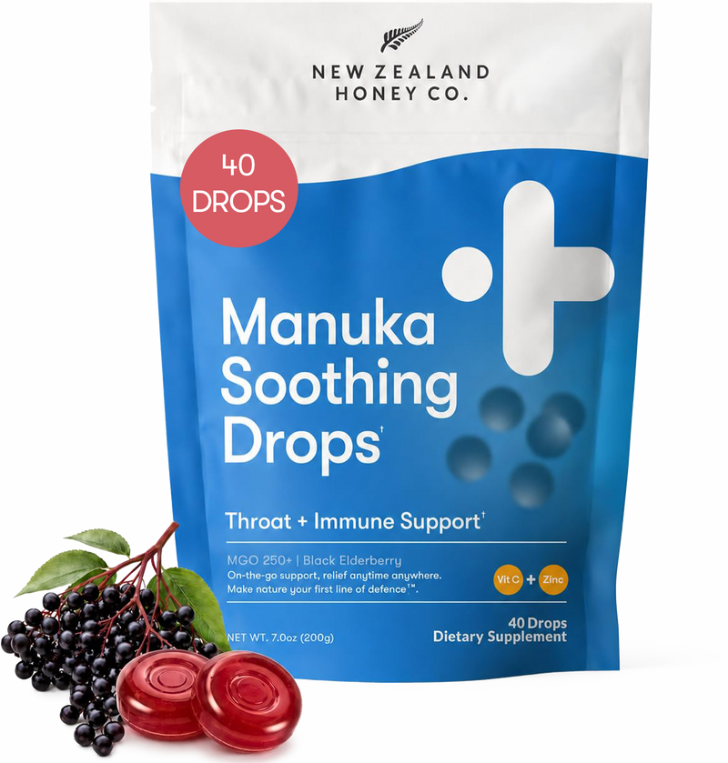 Manuka Soothing Drops with Elderberry, Vitamin C & Zinc | MGO 250+