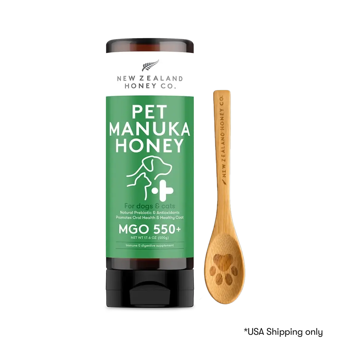 Pet Manuka Honey MGO550+ 500g Squeezy + Pet Spoon