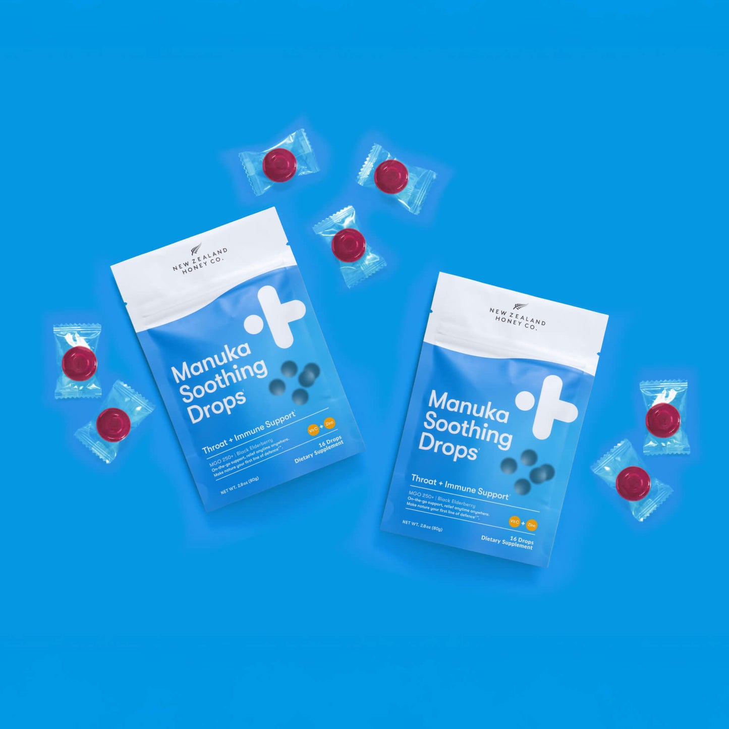 New Zealand Honey Co. Manuka Soothing Drops, Black Elderberry, MGO 250+ — throat and immune support ingredient detail