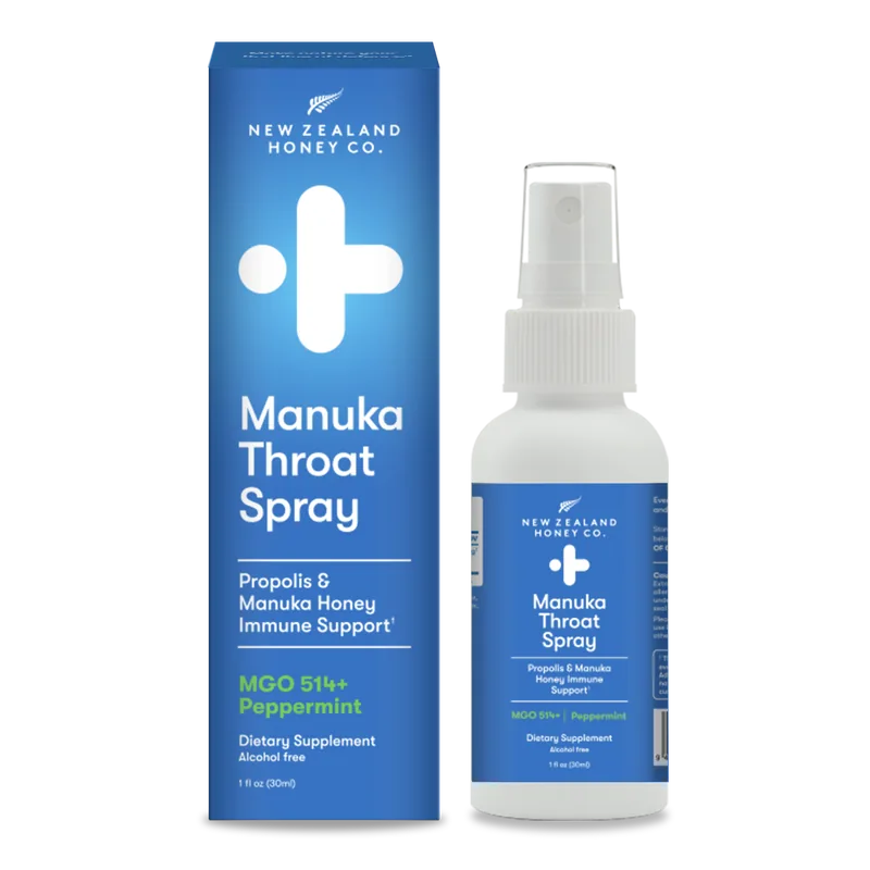 Manuka Throat Spray MGO 514+ with Propolis bottle