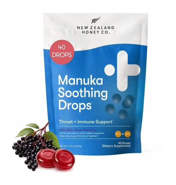 Manuka Soothing Drops with Elderberry, 40-drop pouch